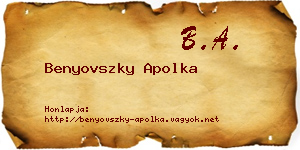 Benyovszky Apolka névjegykártya